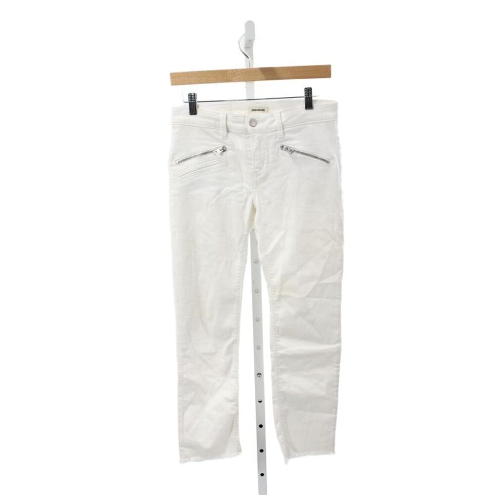 Zadig & Voltaire Womens Cropped White Cotton Jeans Button Size 25
